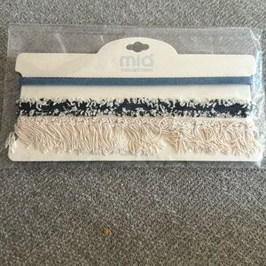 A'GACI Boutique Macrame Denim Chokers Set of 3 Blue Cream Gold Closure Boho